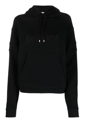 Saint Laurent embroidered-logo cotton hoodie - Schwarz