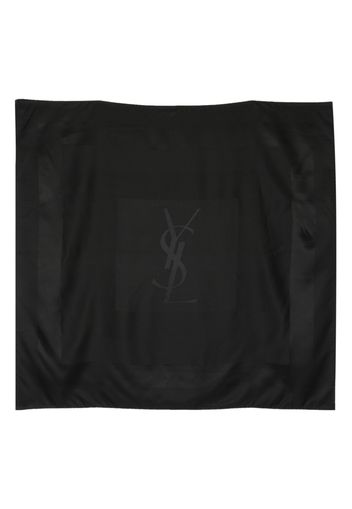 Saint Laurent logo-print silk scarf - Schwarz