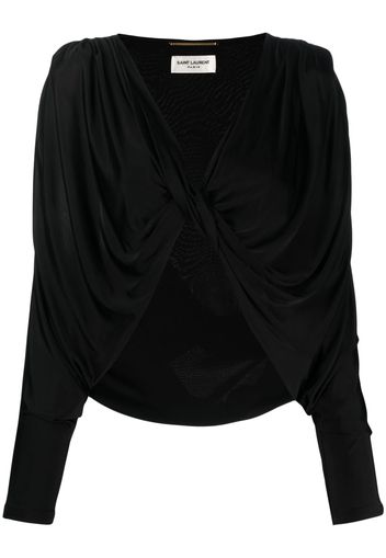 Saint Laurent open-front ruched top - Schwarz