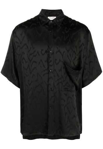 Saint Laurent patterned-jacquard short-sleeve shirt - Schwarz