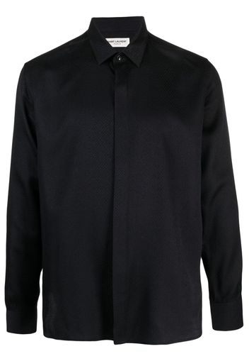 Saint Laurent long-sleeved silk-linen shirt - Schwarz