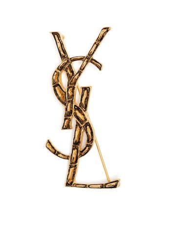 Saint Laurent YSL logo-plaque brooch - Gold