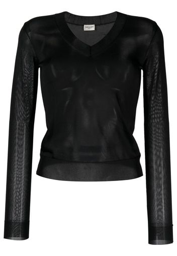 Saint Laurent semi-sheer knitted top - Schwarz