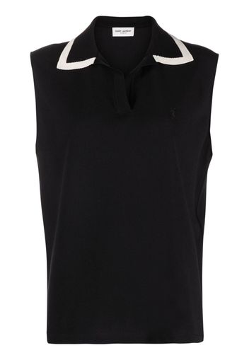 Saint Laurent logo-embroidered sleeveless top - Schwarz