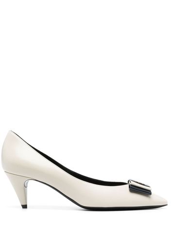 Saint Laurent Anais Bow leather pumps - Nude