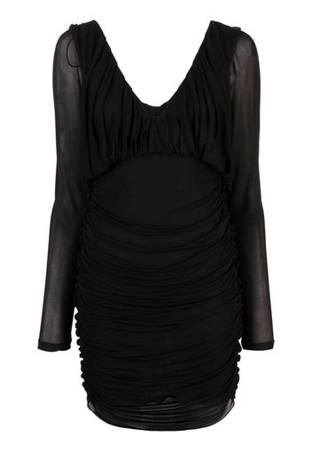 Saint Laurent V-neck draped mini dress - Schwarz