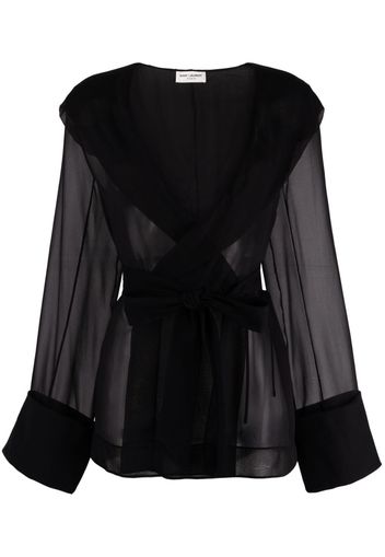 Saint Laurent semi-sheer long-sleeve top - Schwarz