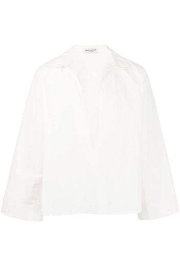 Saint Laurent v-neck linen shirt - Weiß