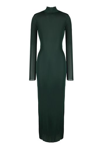 Saint Laurent funnel-neck long-sleeve dress - Grün