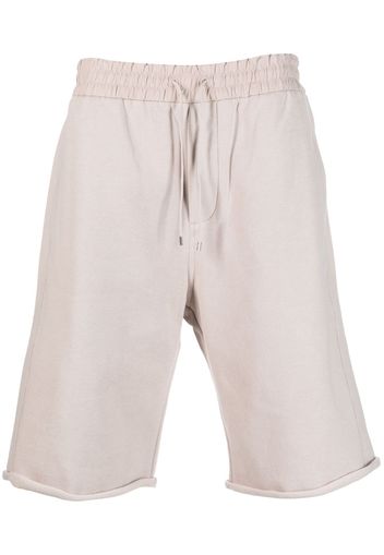 Saint Laurent drawstring-waistband cotton track shorts - Nude