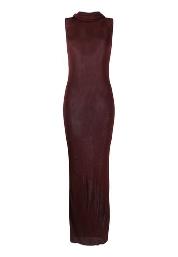 Saint Laurent fine-knit hooded maxi dress - Rot