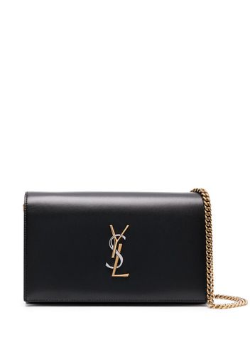 Saint Laurent logo-plaque crossbody bag - Schwarz