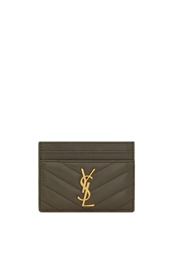 Saint Laurent chevron-quilted leather cardholder - Braun