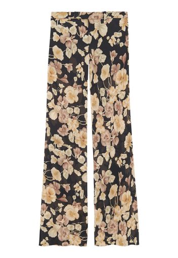 Saint Laurent Schlaghose mit Blumenmuster - Schwarz