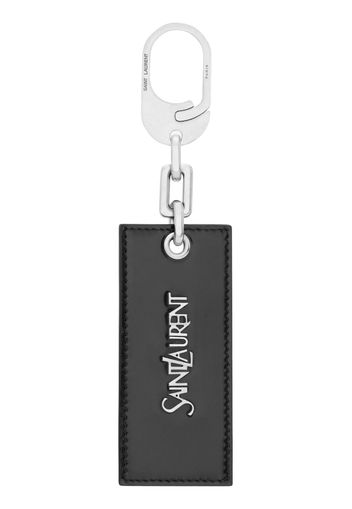 Saint Laurent logo-plaque leather keyring - Schwarz