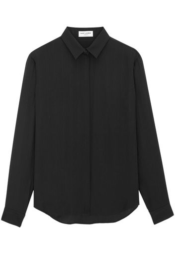 Saint Laurent Gestreiftes Seidenhemd - Schwarz