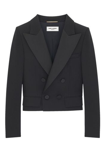 Saint Laurent double-breasted cropped blazer - Schwarz