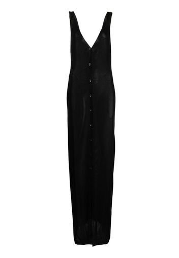 Saint Laurent fine-knit V-neck maxi dress - Schwarz