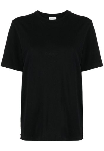 Saint Laurent T-Shirt mit Logo-Stickerei - Schwarz