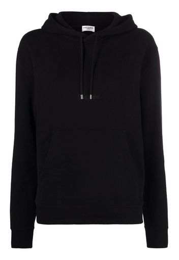 Saint Laurent logo-print drawstring hoodie - Schwarz