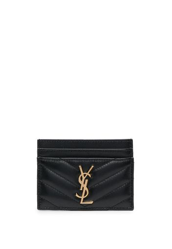 Saint Laurent chevron-quilted leather cardholder - Schwarz