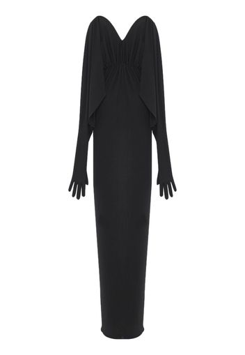 Saint Laurent strapless glove-sleeve maxi dress - Schwarz