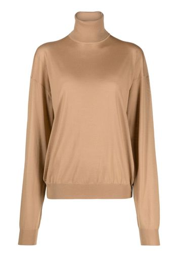 Saint Laurent high-neck wool jumper - Nude