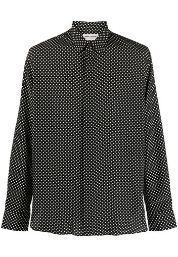 Saint Laurent polka-dot print silk shirt - Schwarz