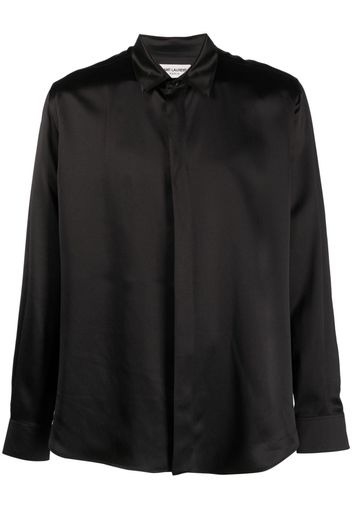 Saint Laurent satin-finish silk shirt - Schwarz