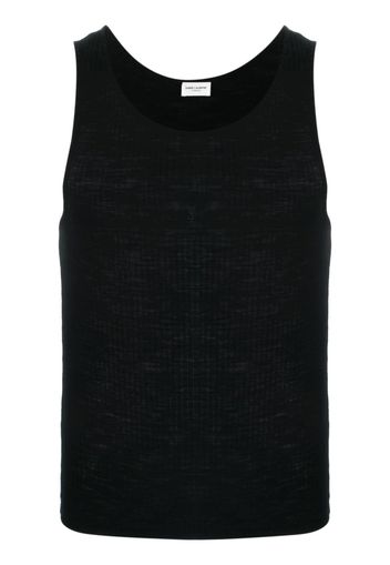 Saint Laurent logo-embroidered ribbed tank top - Schwarz