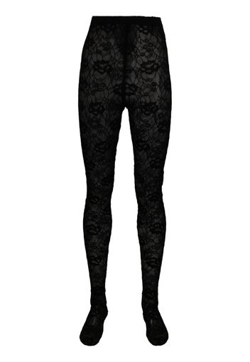 Saint Laurent lace-detailing stretch-design tights - Schwarz