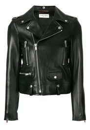 Saint Laurent Cropped-Bikerjacke - Schwarz