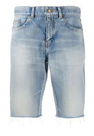 Saint Laurent Ausgefranste Jeans-Shorts - Blau