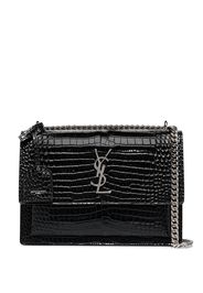 Saint Laurent 'Sunset' Schultertasche im Kroko-Look - Schwarz