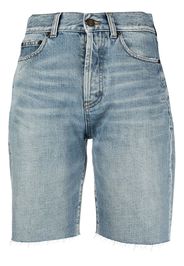 Saint Laurent Hoch sitzende Jeans-Shorts - Blau