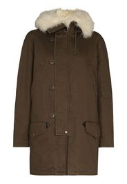 Saint Laurent shearling-lined hooded parka coat - Grün