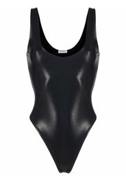 Saint Laurent metallic lamé jersey sleeveless body - Schwarz