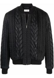 Saint Laurent cable-effect teddy jacket - Schwarz