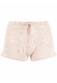 Saint Laurent Laine wool crochet shorts - Nude