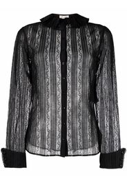 Saint Laurent frilled-neck lace shirt - Schwarz