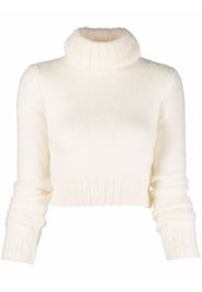 Saint Laurent turtleneck ribbed detail jumper - Weiß