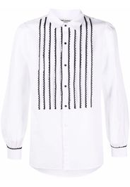 Saint Laurent contrasting lace-detail shirt - Weiß