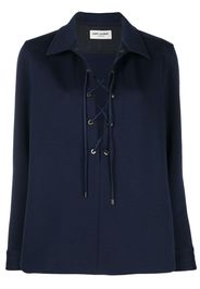 Saint Laurent lace-up wool top - Blau