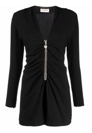 Saint Laurent ruched zip-front silk playsuit - Schwarz