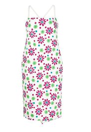 Saint Laurent Knielanges Kleid mit Blumen-Print - Weiß