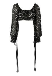 Saint Laurent polka dot-print cropped blouse - Schwarz