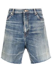 Saint Laurent distressed-effect denim shorts - Blau