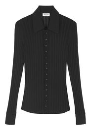 Saint Laurent ribbed-knit polo top - Schwarz