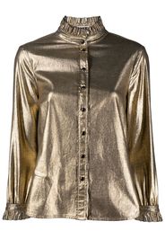 Saint Laurent ruffled collar metallic blouse - Gelb