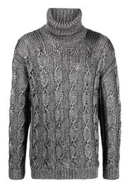 SAINT LAURENT cable-knit roll-neck jumper - Grau